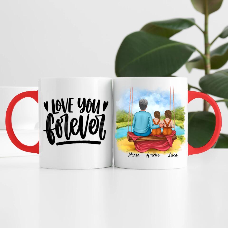 Oma mit Enkelin & Enkel | Personalisierte Tasse