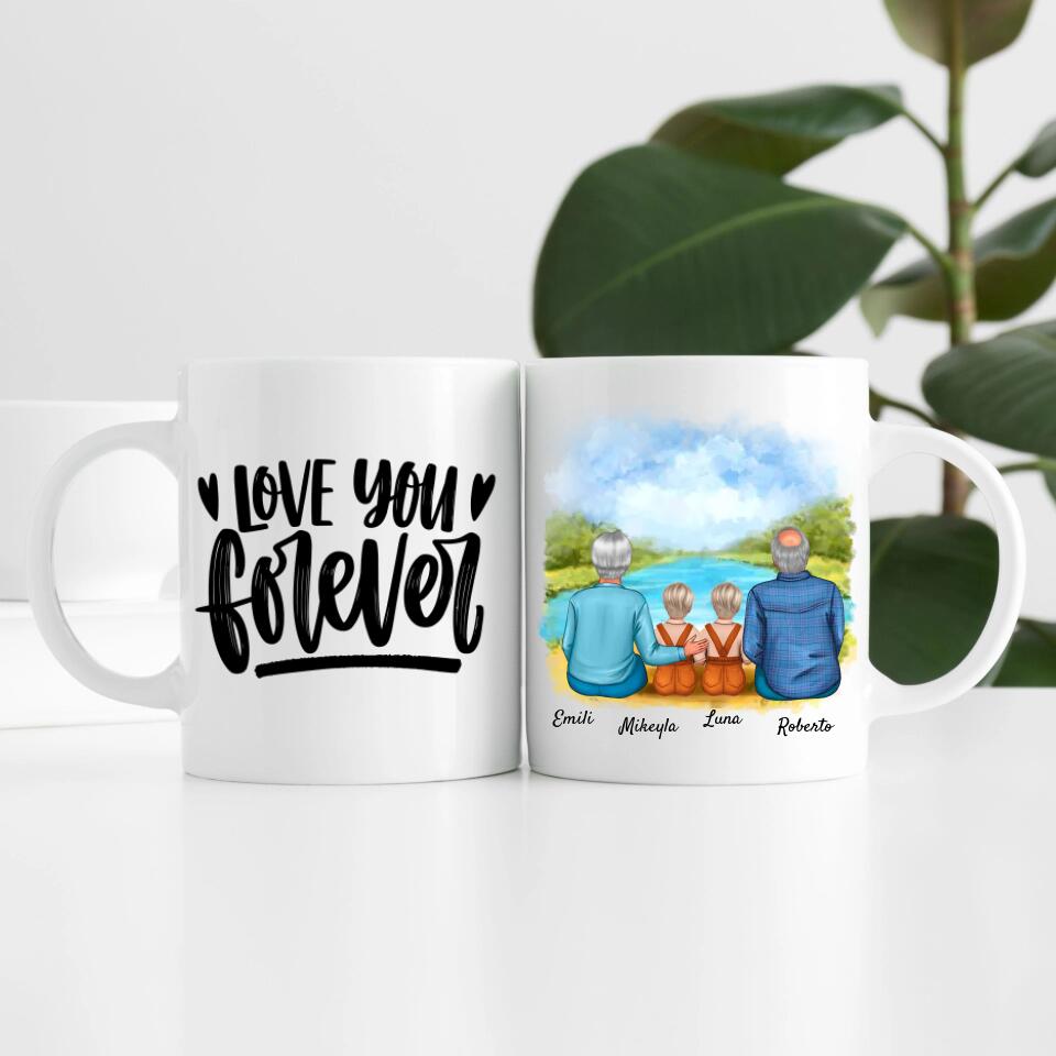 Oma & Opa mit Enkelinnen | Personalisierte Tasse