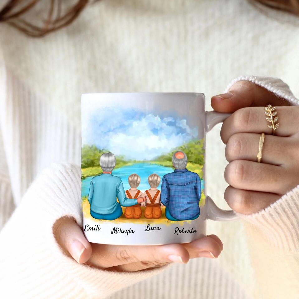 Oma & Opa mit Enkelinnen | Personalisierte Tasse