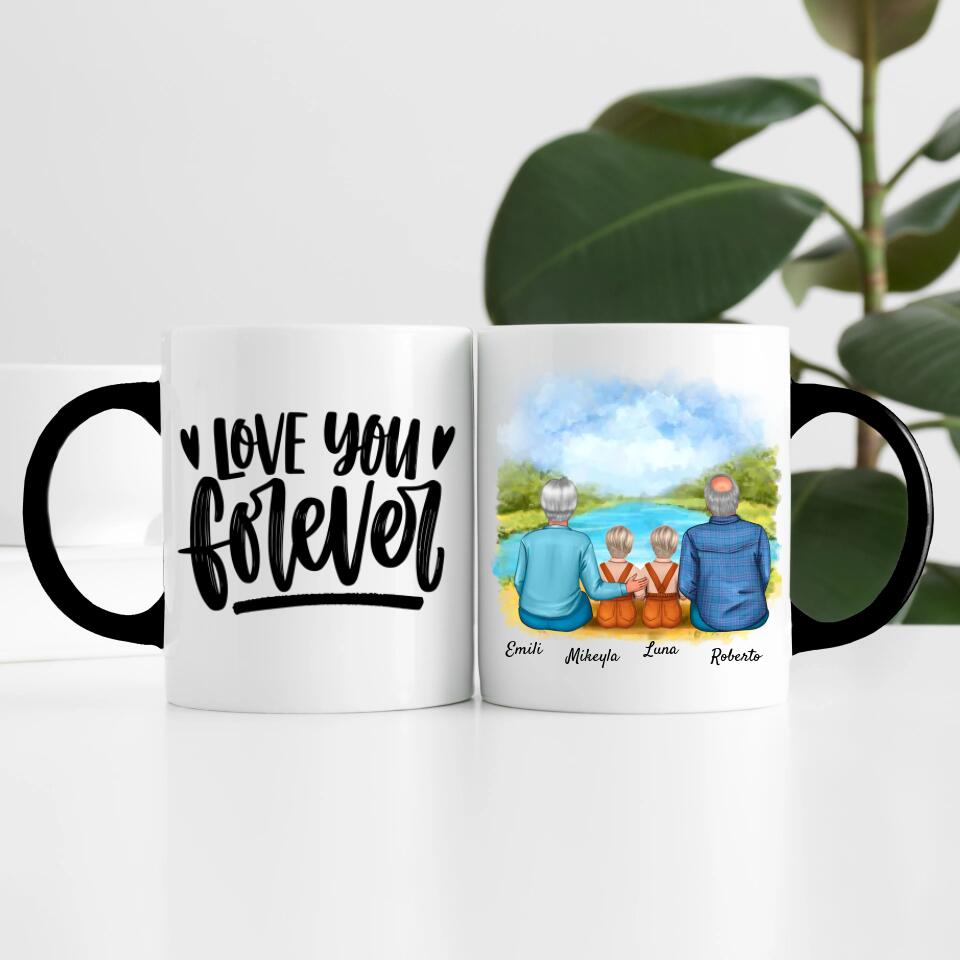 Oma & Opa mit Enkelinnen | Personalisierte Tasse