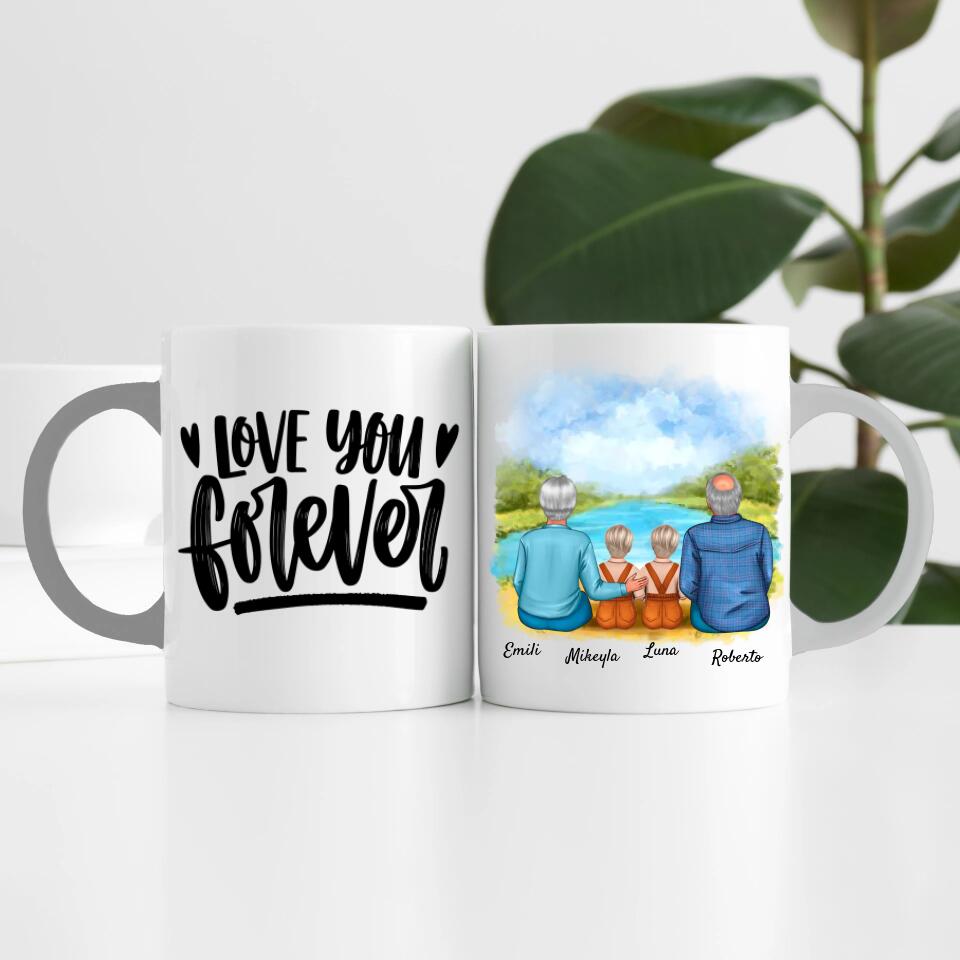 Oma & Opa mit Enkelinnen | Personalisierte Tasse