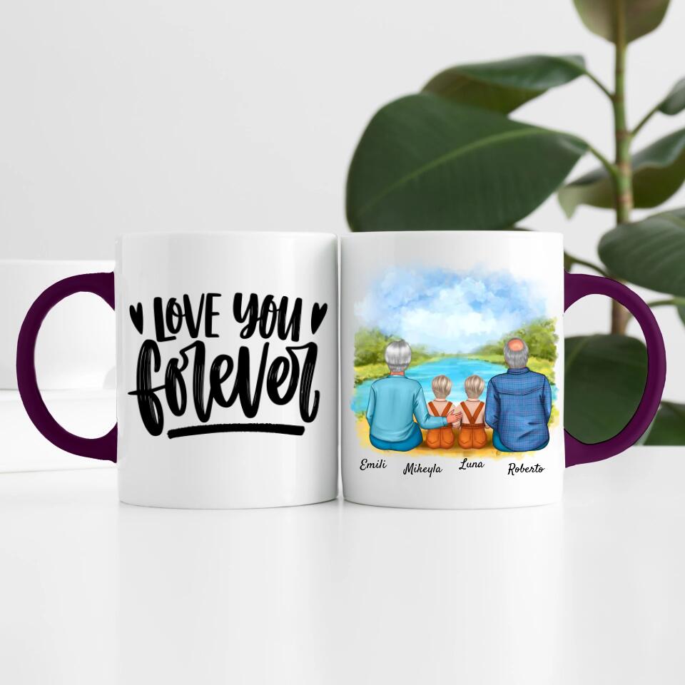 Oma & Opa mit Enkelinnen | Personalisierte Tasse