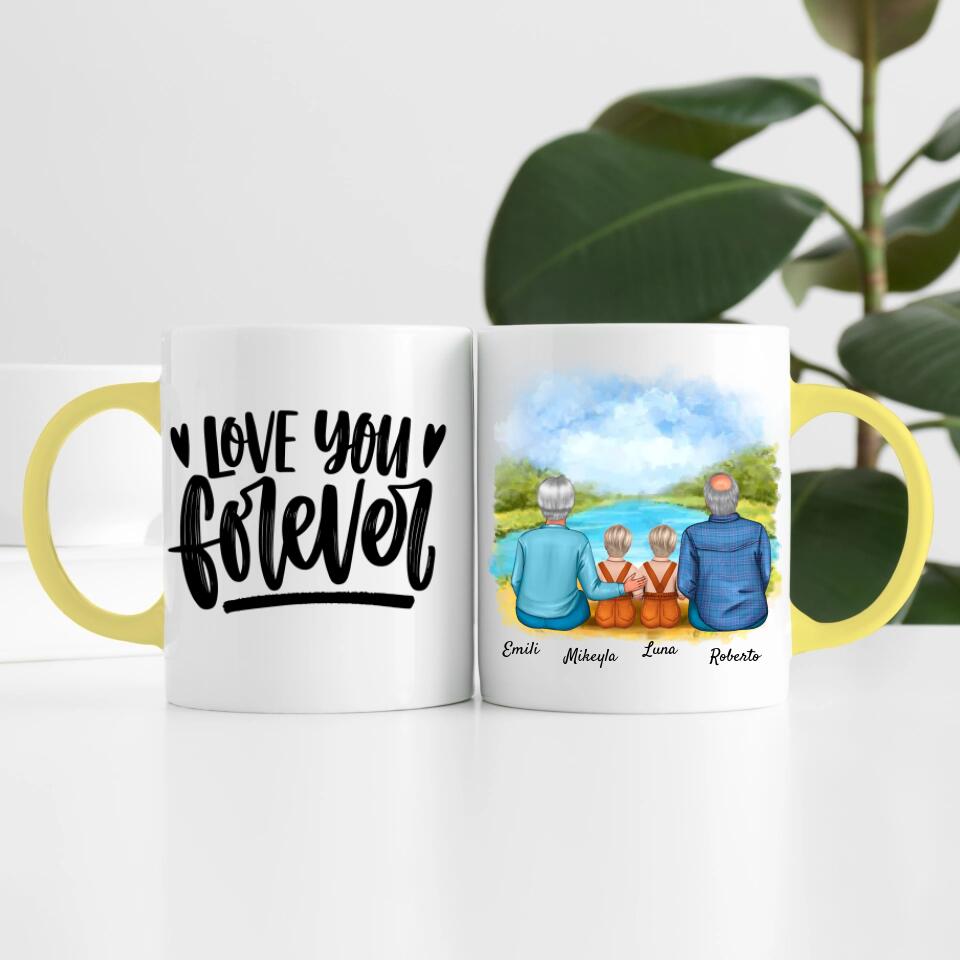 Oma & Opa mit Enkelinnen | Personalisierte Tasse