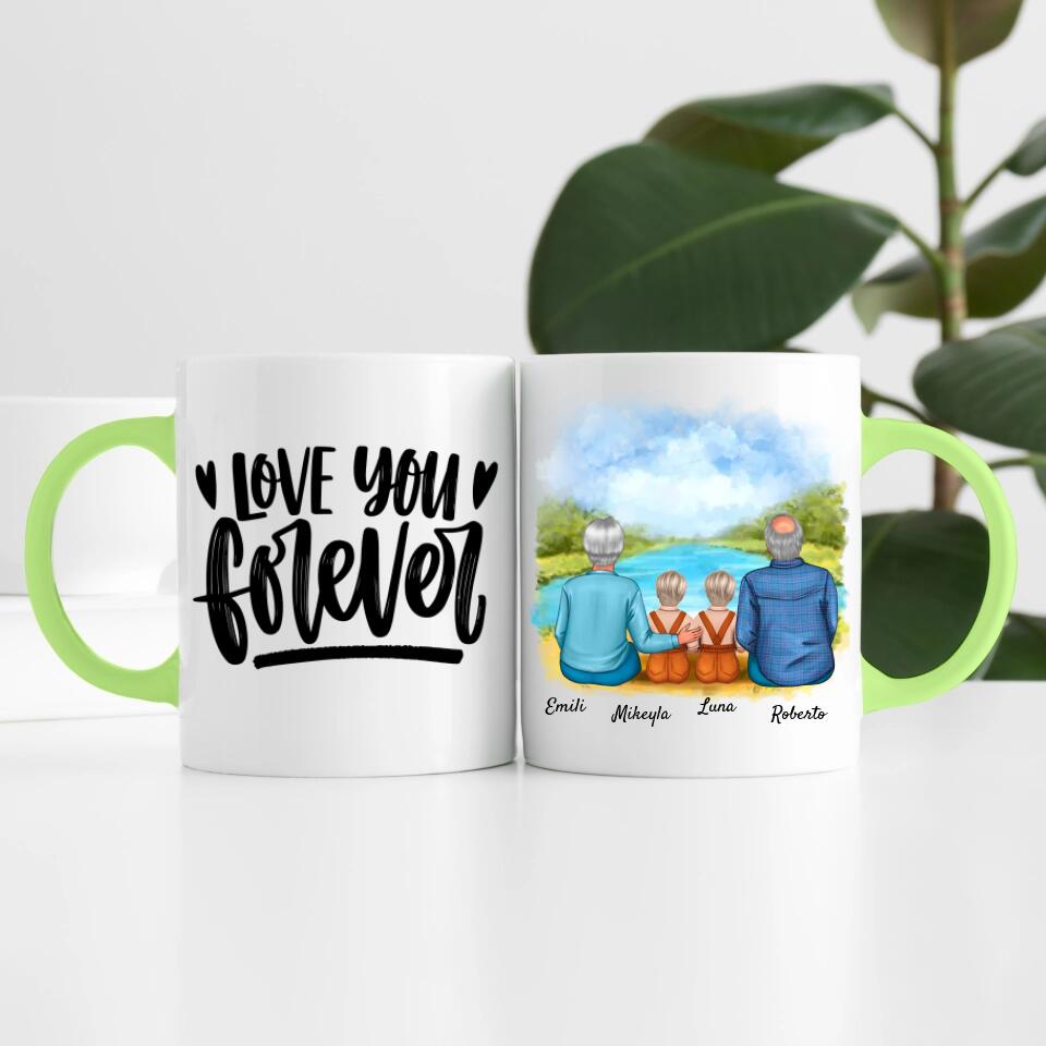 Oma & Opa mit Enkelinnen | Personalisierte Tasse