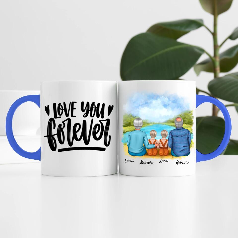 Oma & Opa mit Enkelinnen | Personalisierte Tasse