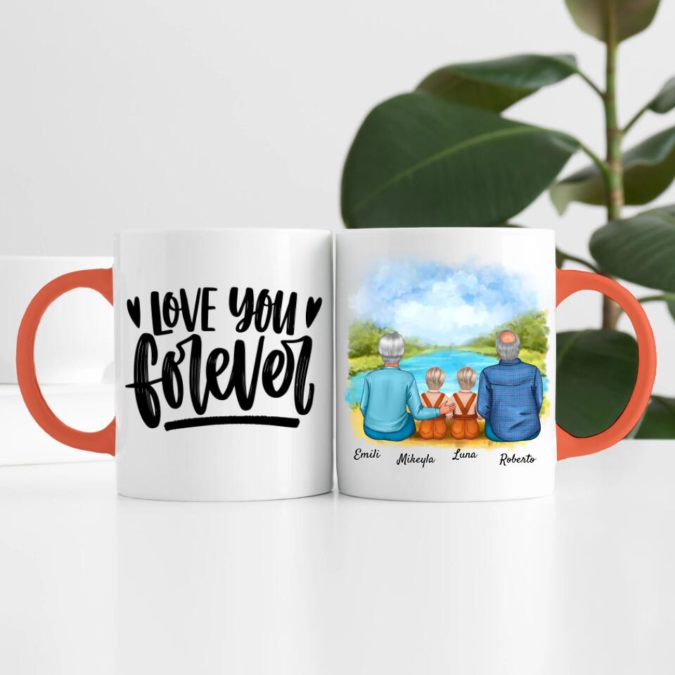 Oma & Opa mit Enkelinnen | Personalisierte Tasse