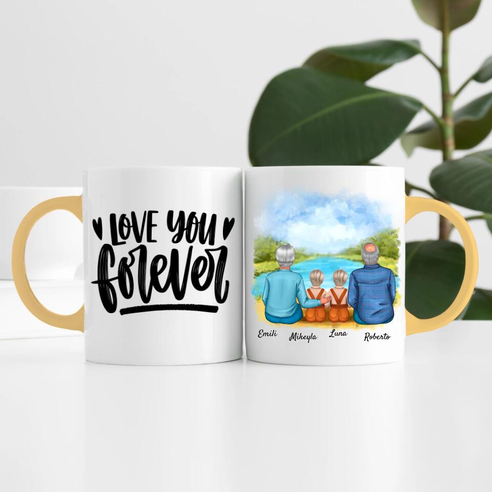 Oma & Opa mit Enkelinnen | Personalisierte Tasse