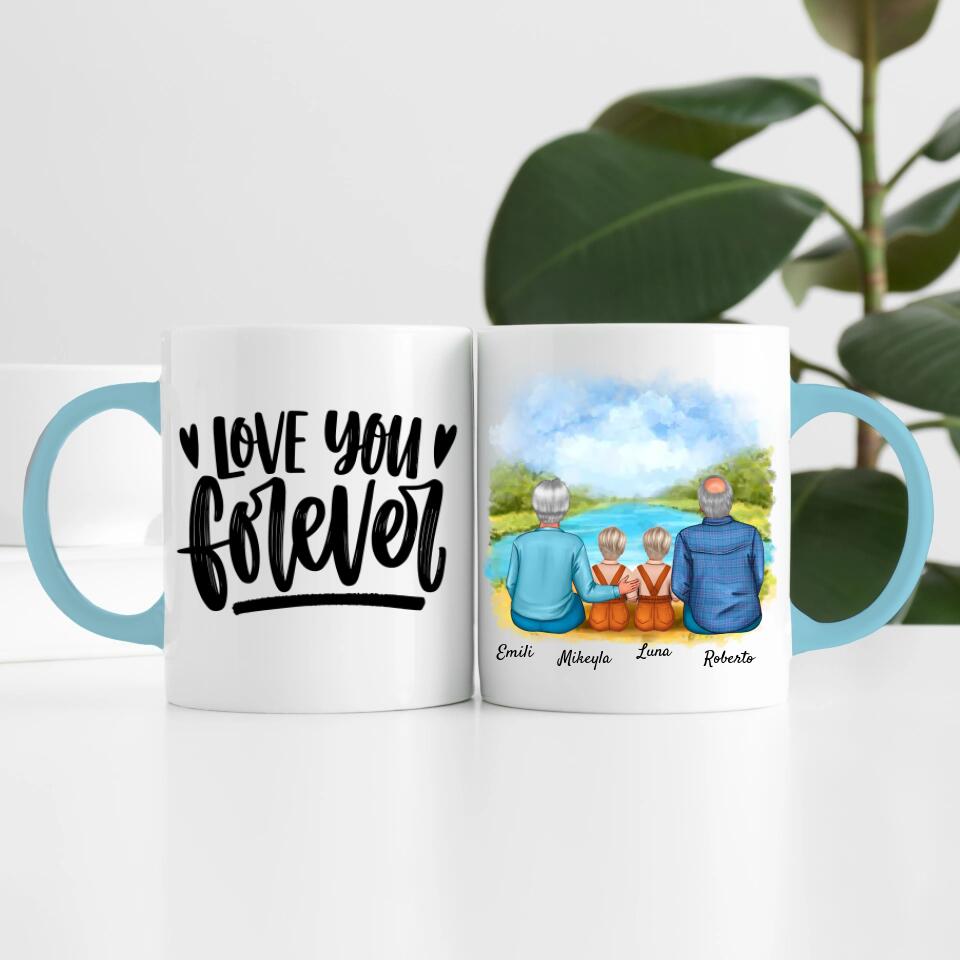 Oma & Opa mit Enkelinnen | Personalisierte Tasse