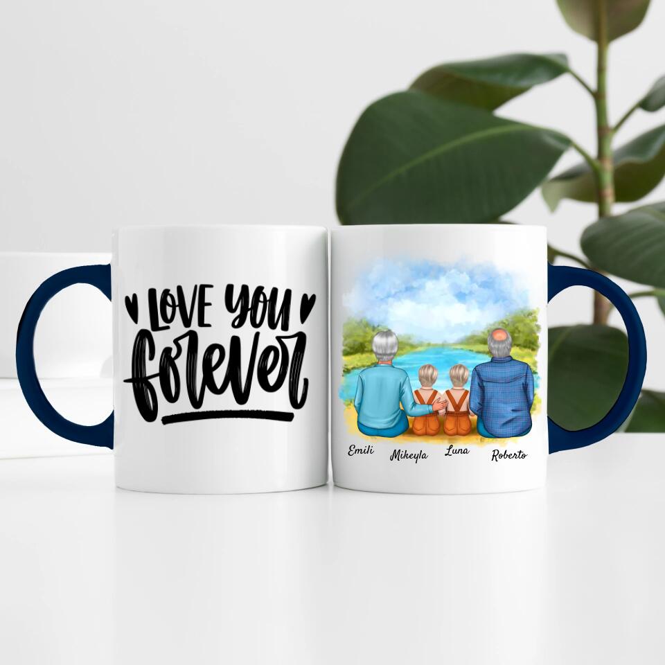 Oma & Opa mit Enkelinnen | Personalisierte Tasse