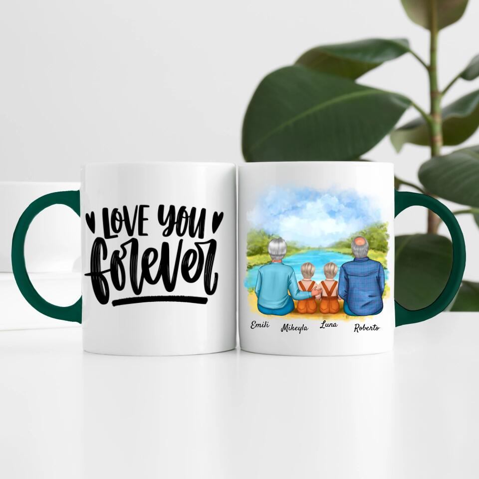Oma & Opa mit Enkelinnen | Personalisierte Tasse
