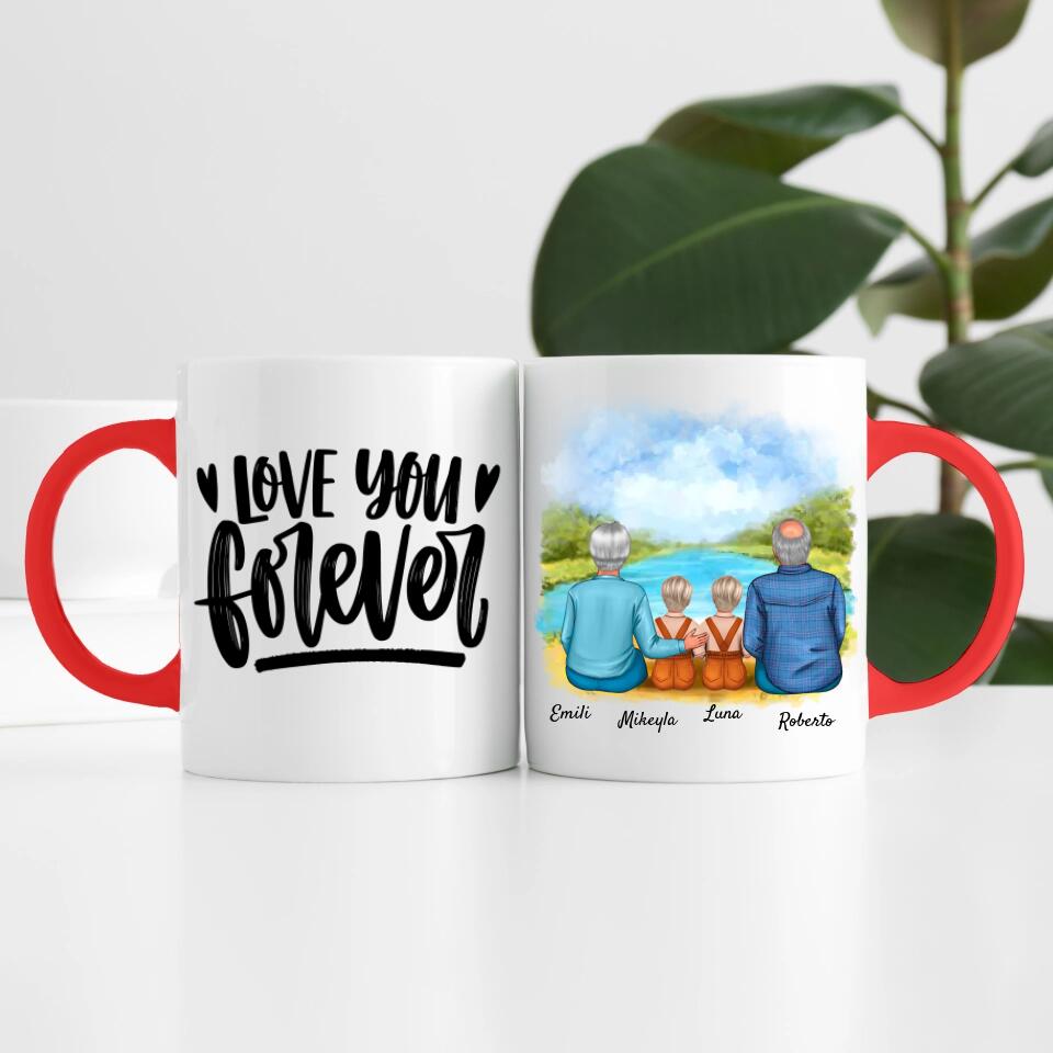 Oma & Opa mit Enkelinnen | Personalisierte Tasse