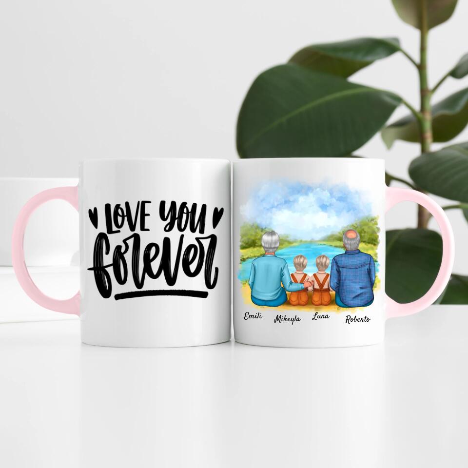 Oma & Opa mit Enkelinnen | Personalisierte Tasse