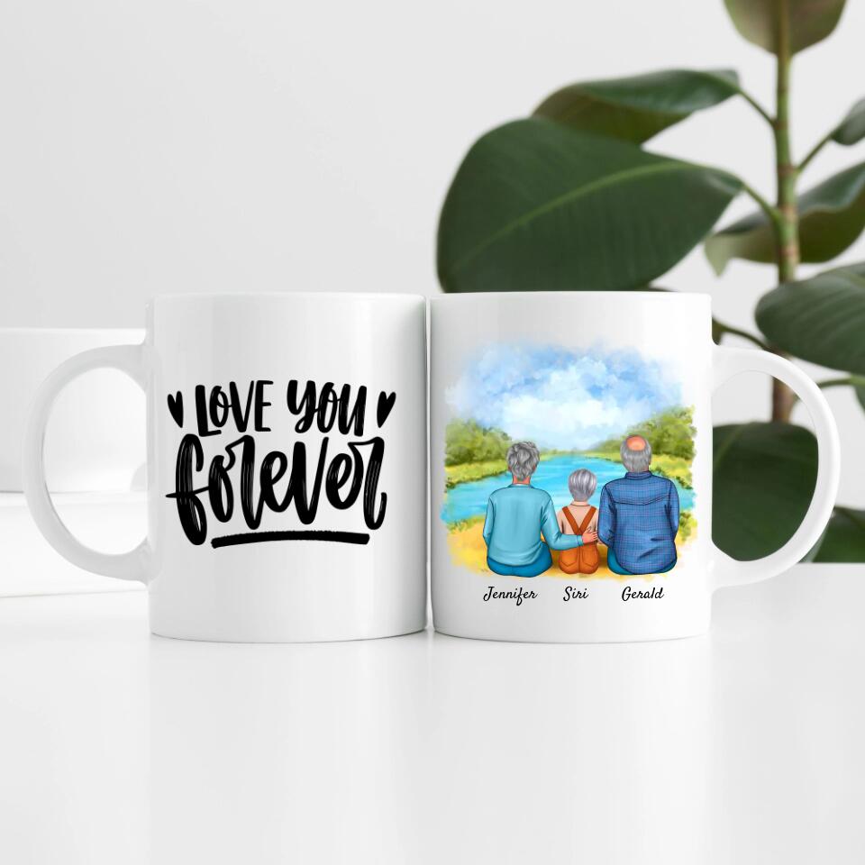 Oma & Opa mit Enkelin | Personalisierte Tasse