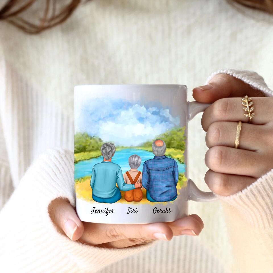 Oma & Opa mit Enkelin | Personalisierte Tasse