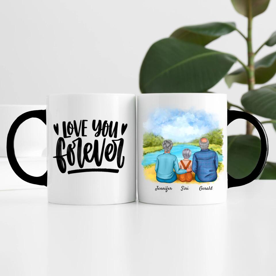 Oma & Opa mit Enkelin | Personalisierte Tasse