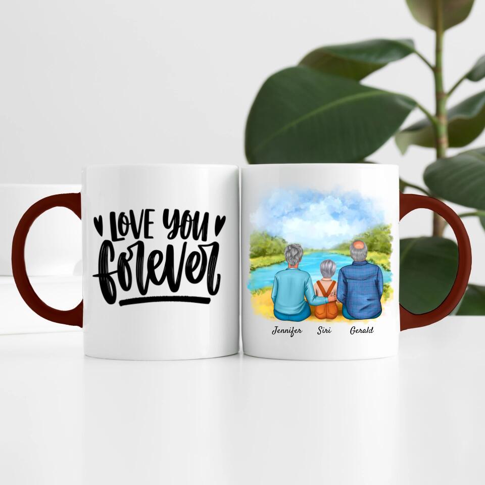 Oma & Opa mit Enkelin | Personalisierte Tasse