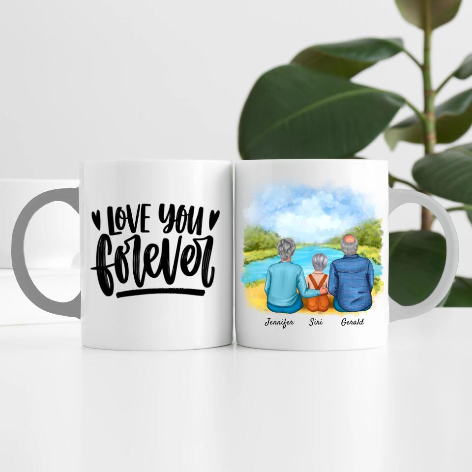Oma & Opa mit Enkelin | Personalisierte Tasse