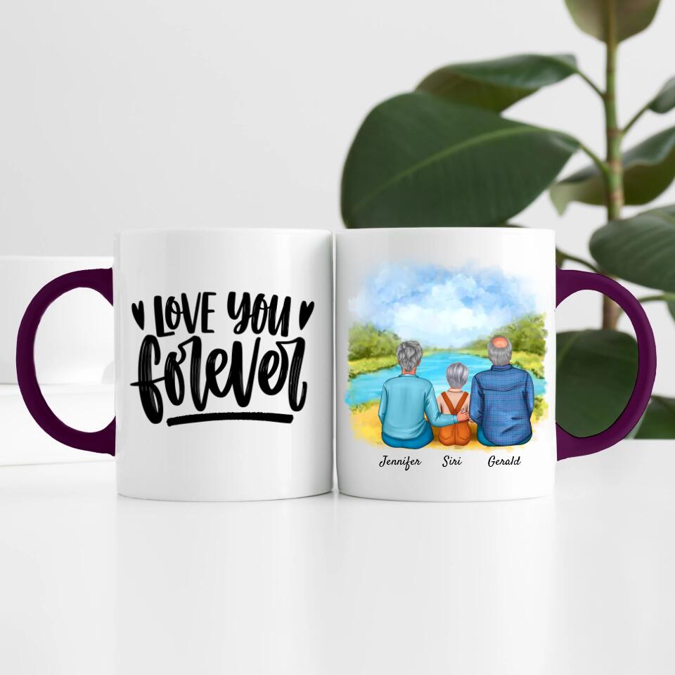 Oma & Opa mit Enkelin | Personalisierte Tasse