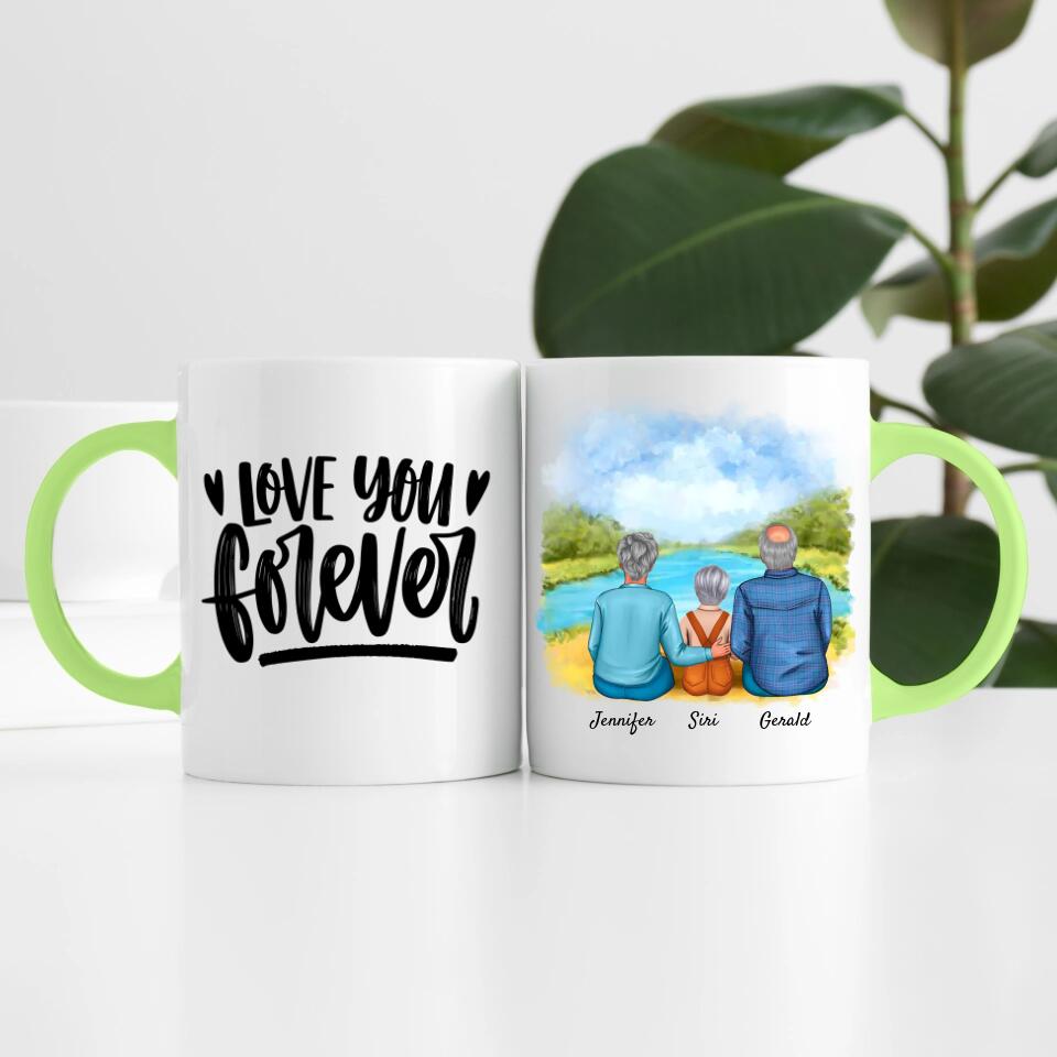 Oma & Opa mit Enkelin | Personalisierte Tasse
