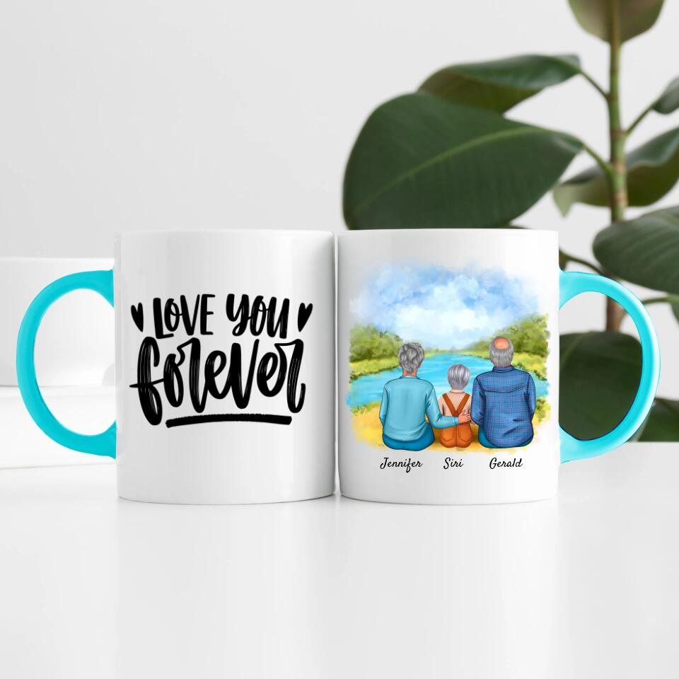 Oma & Opa mit Enkelin | Personalisierte Tasse