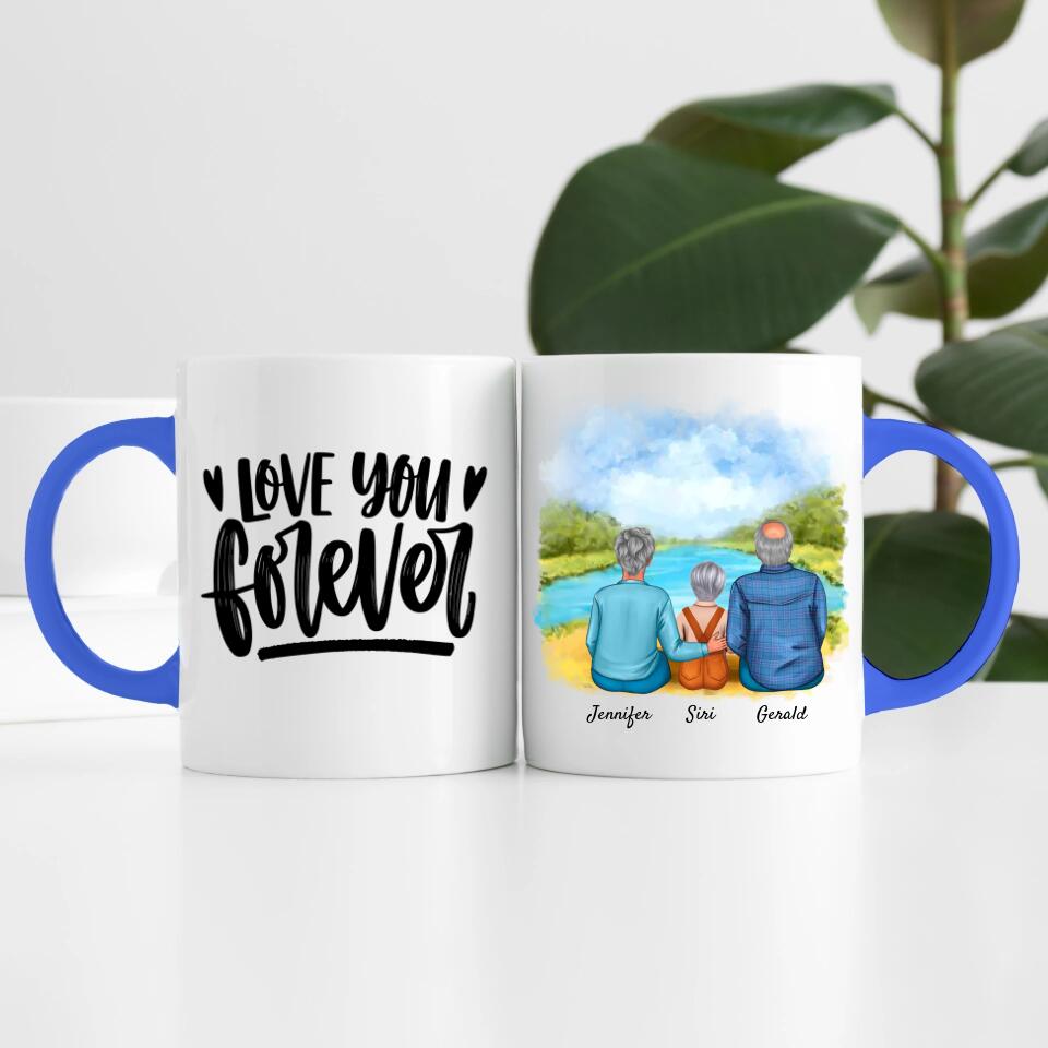 Oma & Opa mit Enkelin | Personalisierte Tasse
