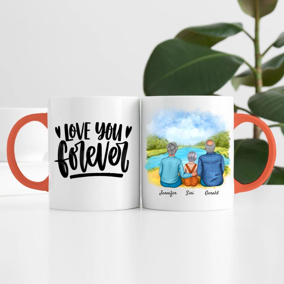 Oma & Opa mit Enkelin | Personalisierte Tasse