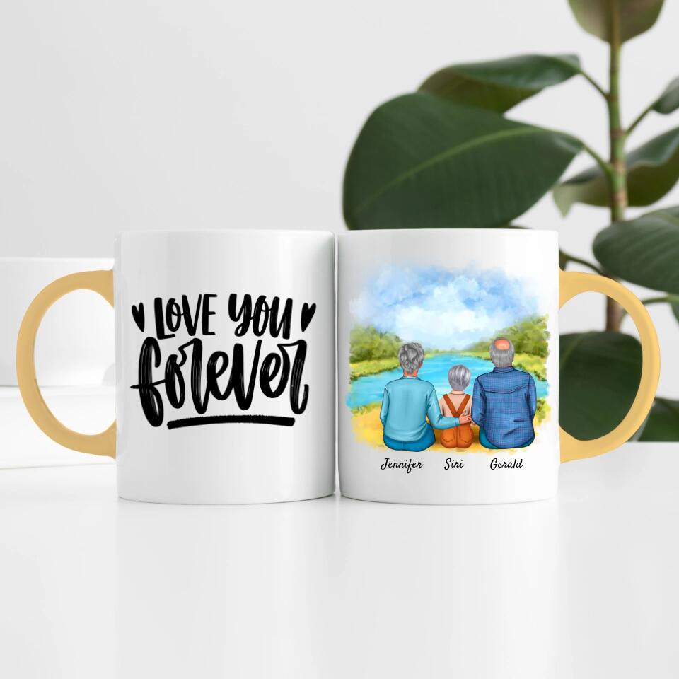 Oma & Opa mit Enkelin | Personalisierte Tasse