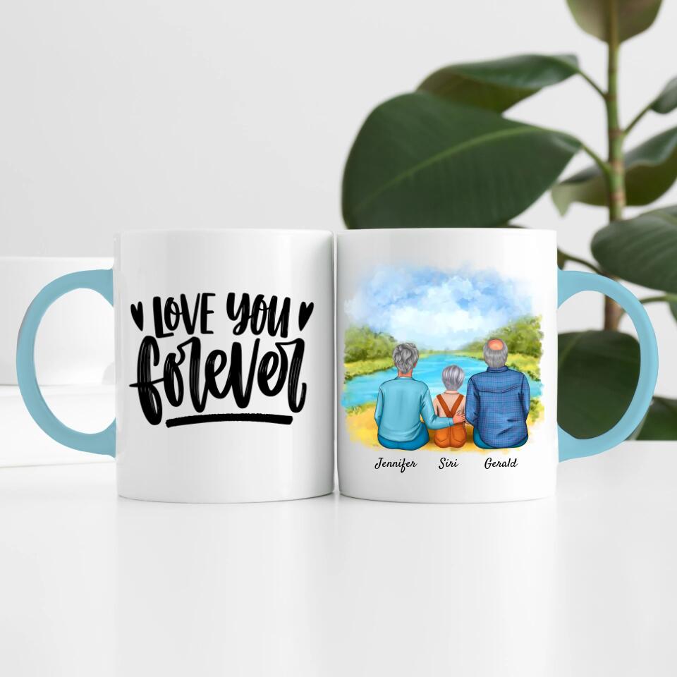 Oma & Opa mit Enkelin | Personalisierte Tasse