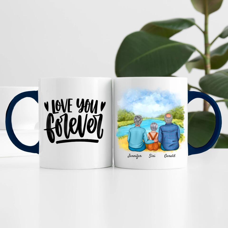 Oma & Opa mit Enkelin | Personalisierte Tasse