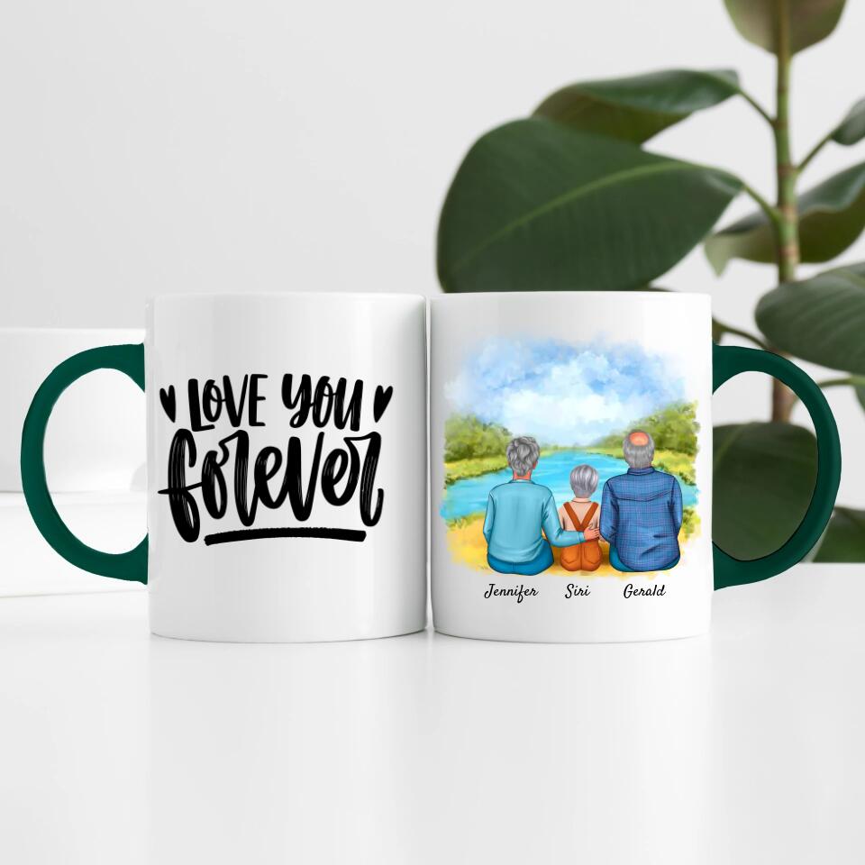 Oma & Opa mit Enkelin | Personalisierte Tasse