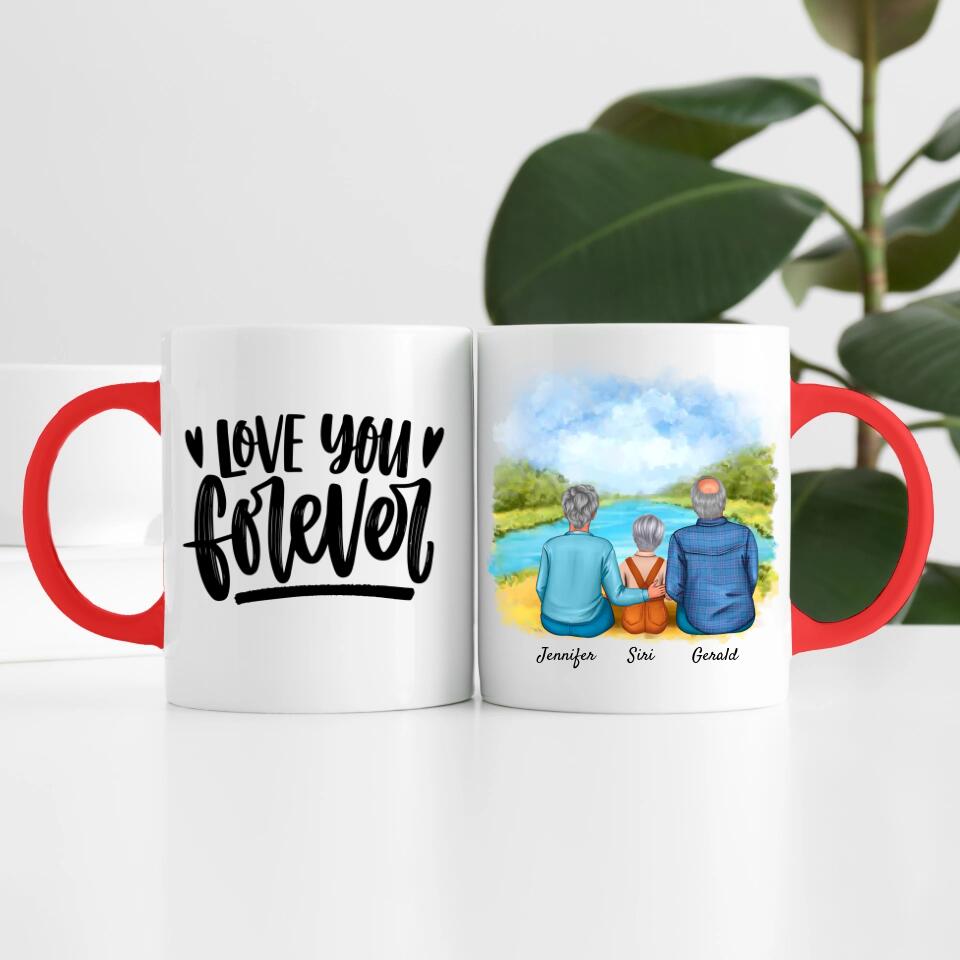 Oma & Opa mit Enkelin | Personalisierte Tasse