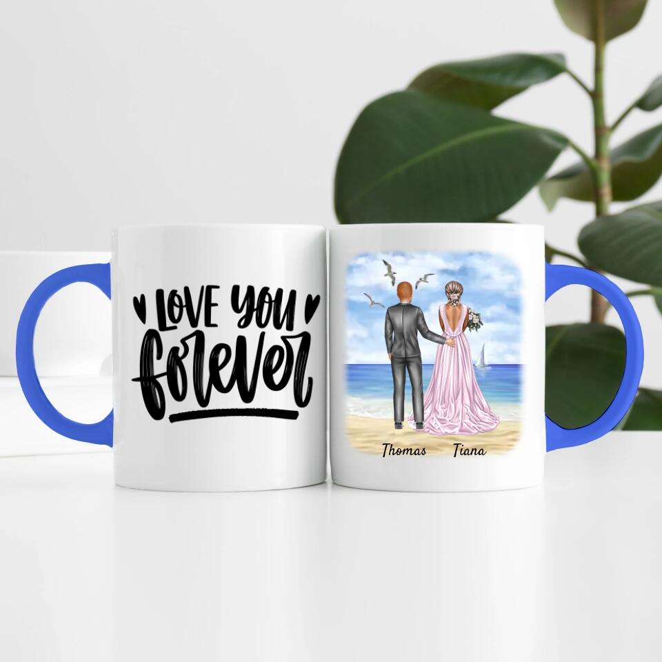 Braut & Bräutigam umarmend | Personalisierte Tasse
