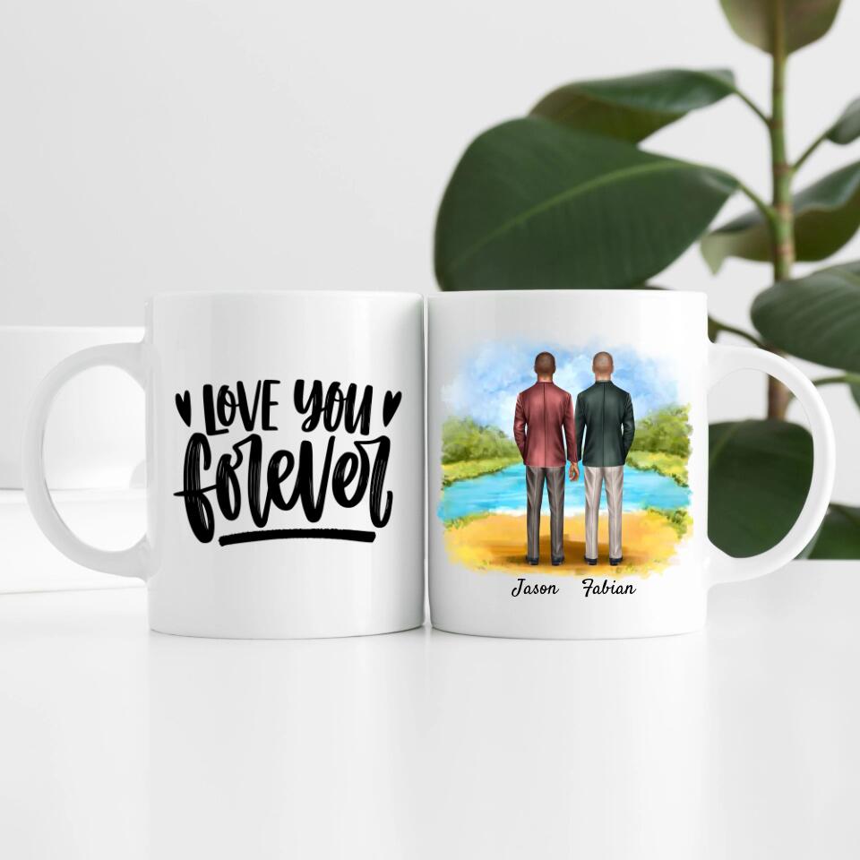 Bräutigam & Bräutigam Händchen haltend | Personalisierte Tasse