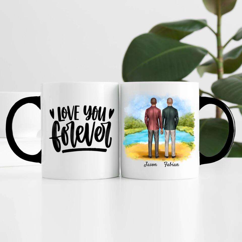 Bräutigam & Bräutigam Händchen haltend | Personalisierte Tasse