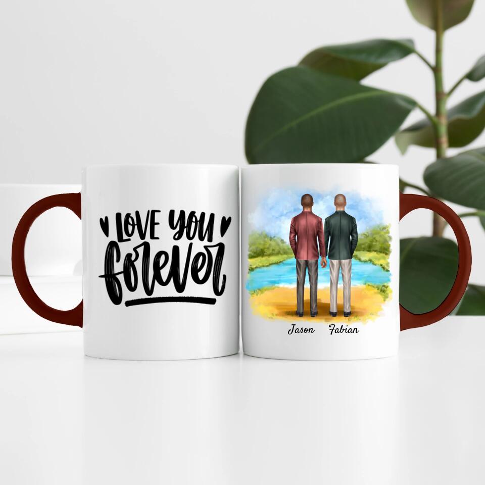 Bräutigam & Bräutigam Händchen haltend | Personalisierte Tasse