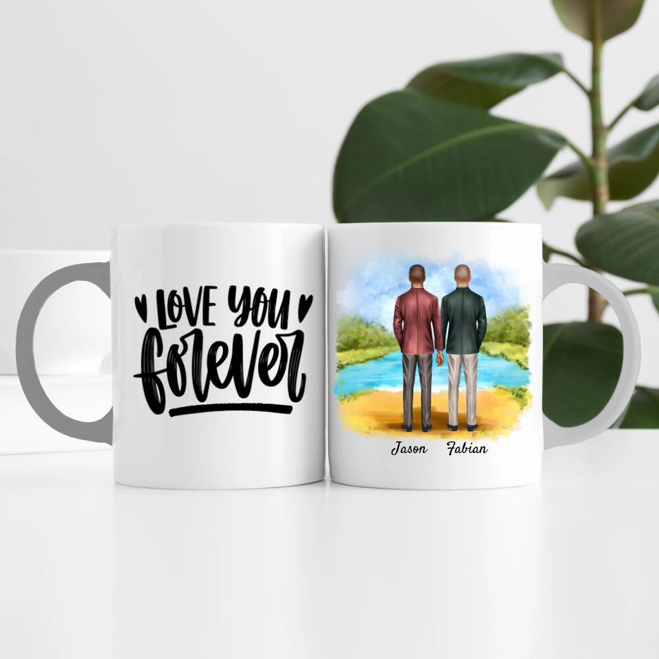 Bräutigam & Bräutigam Händchen haltend | Personalisierte Tasse