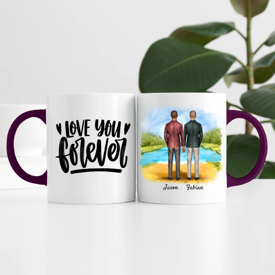 Bräutigam & Bräutigam Händchen haltend | Personalisierte Tasse