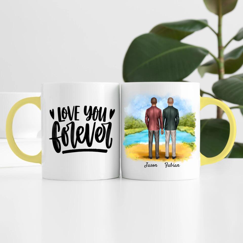 Bräutigam & Bräutigam Händchen haltend | Personalisierte Tasse