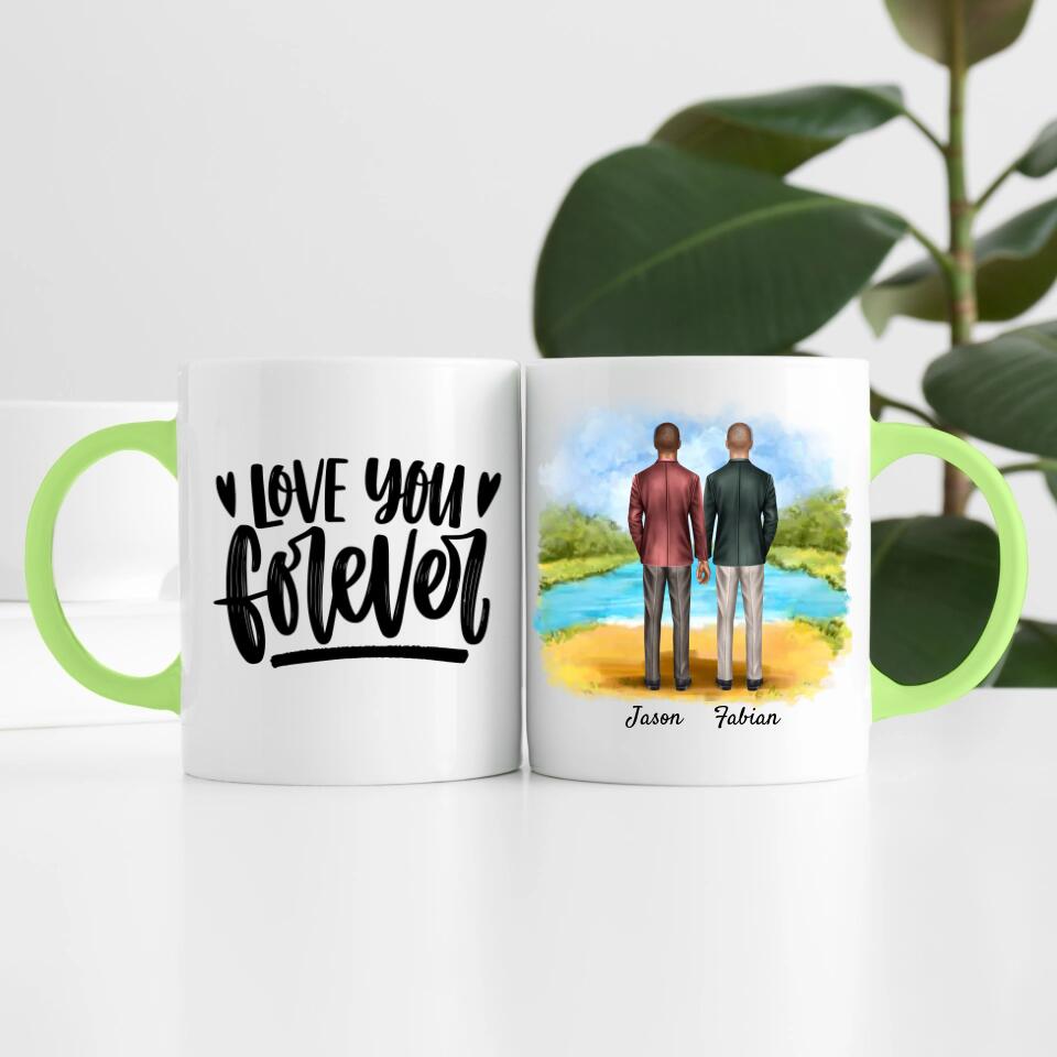 Bräutigam & Bräutigam Händchen haltend | Personalisierte Tasse