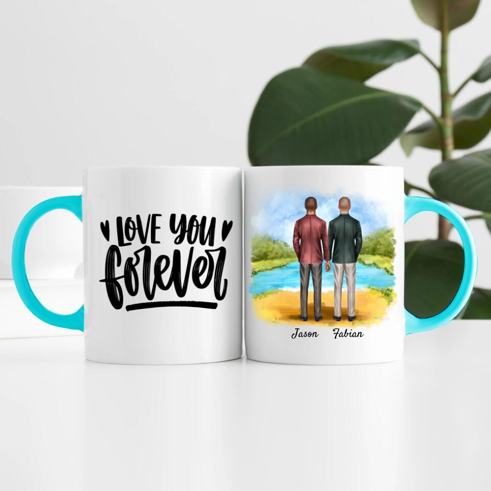 Bräutigam & Bräutigam Händchen haltend | Personalisierte Tasse