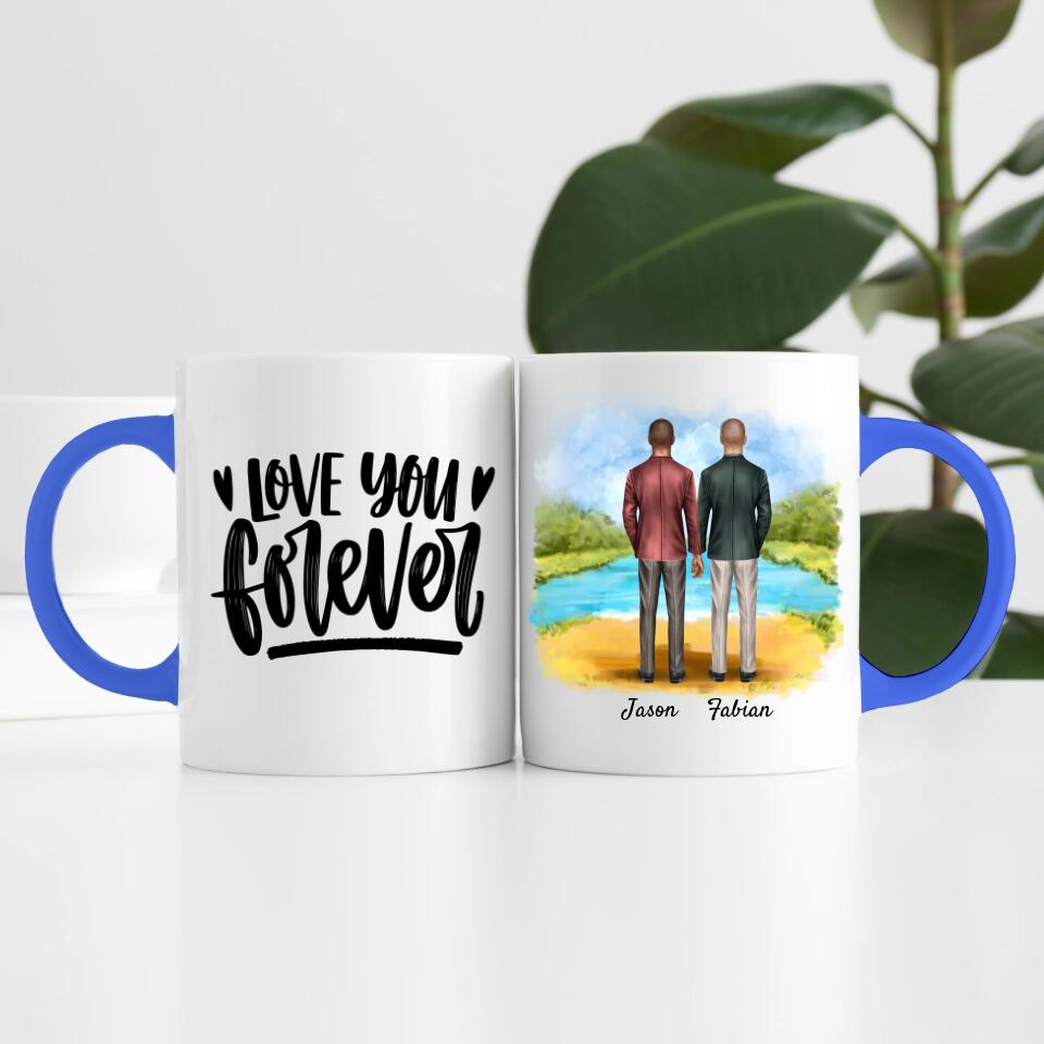Bräutigam & Bräutigam Händchen haltend | Personalisierte Tasse