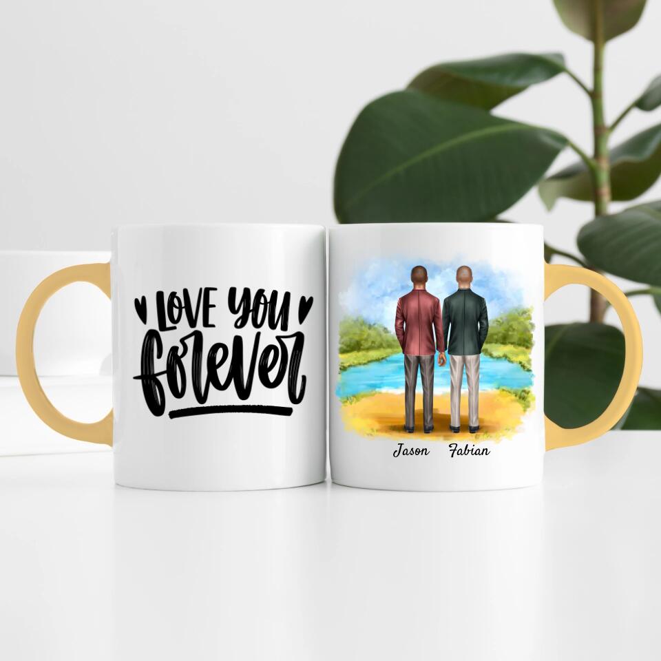 Bräutigam & Bräutigam Händchen haltend | Personalisierte Tasse
