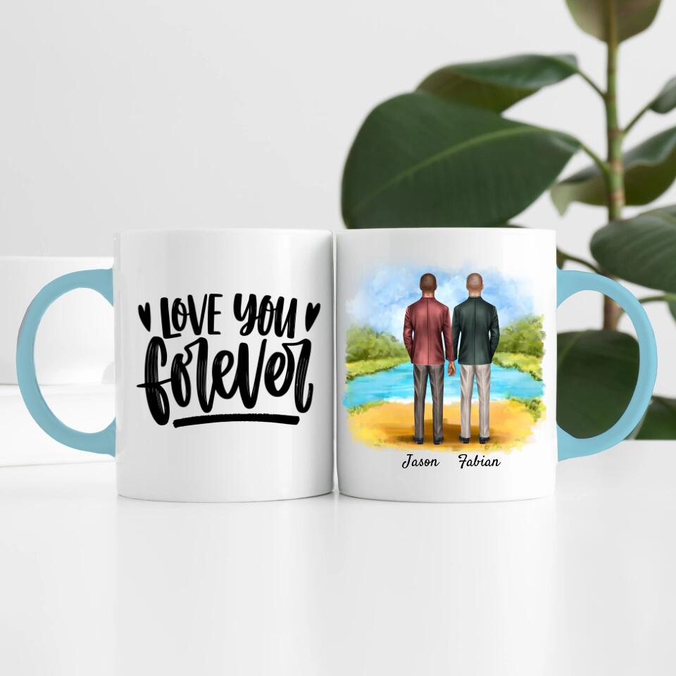 Bräutigam & Bräutigam Händchen haltend | Personalisierte Tasse