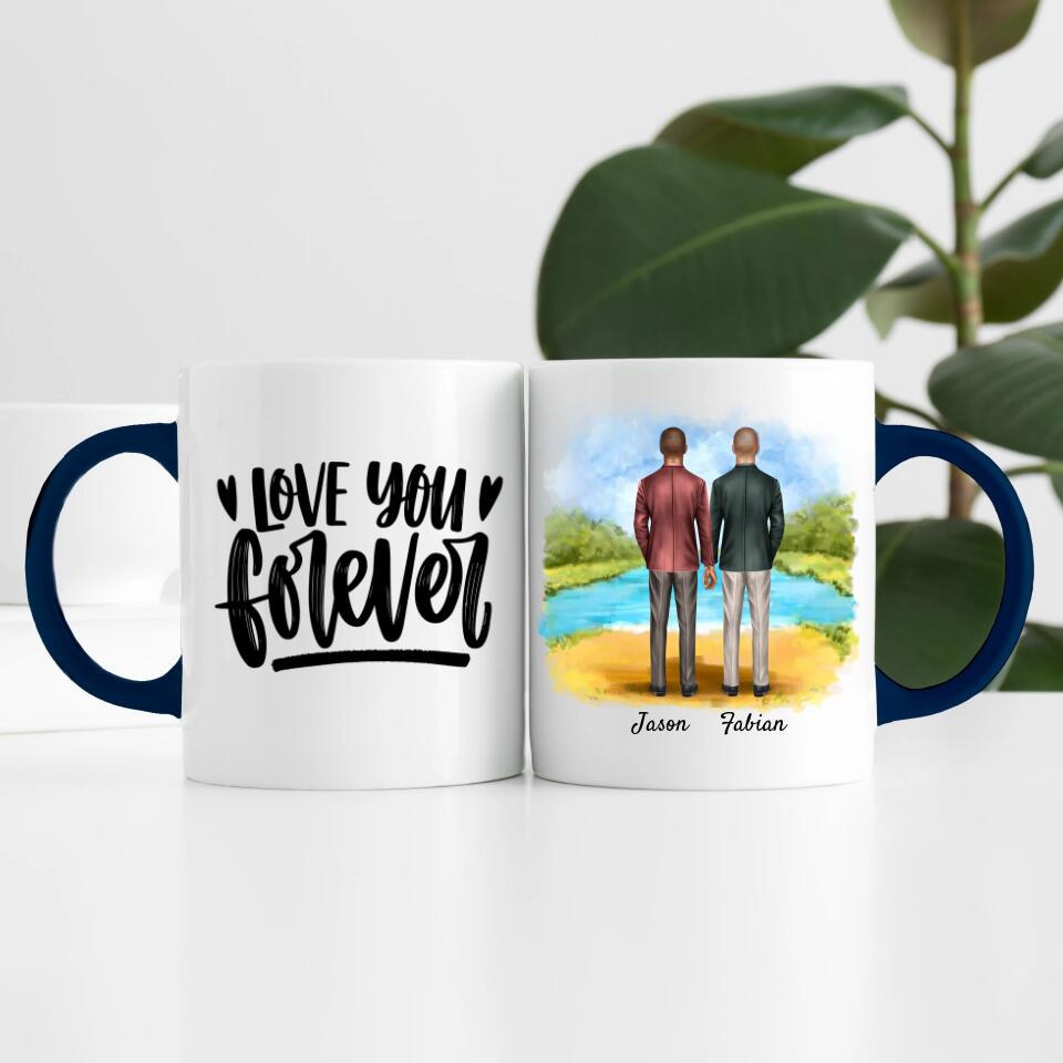 Bräutigam & Bräutigam Händchen haltend | Personalisierte Tasse