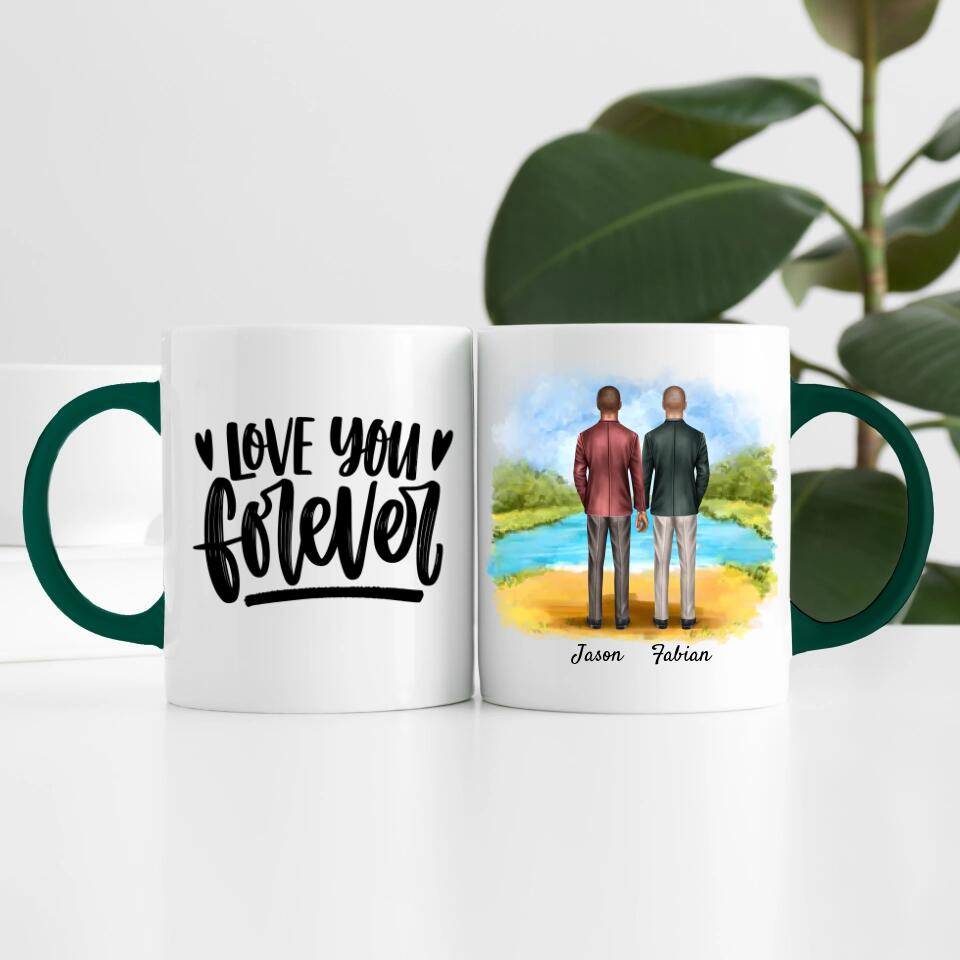 Bräutigam & Bräutigam Händchen haltend | Personalisierte Tasse
