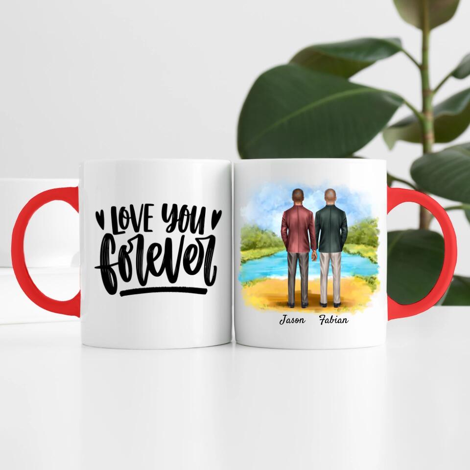 Bräutigam & Bräutigam Händchen haltend | Personalisierte Tasse