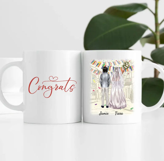 Braut mit Brautkleid & Braut mit Anzug | Personalisierte Tasse
