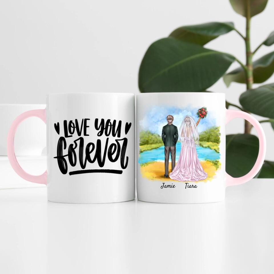 Braut mit Brautkleid & Braut mit Anzug | Personalisierte Tasse