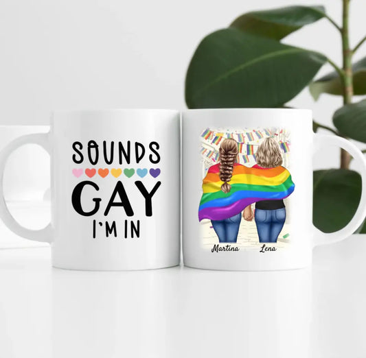Pride women mit Flagge | Personalisierte Tasse