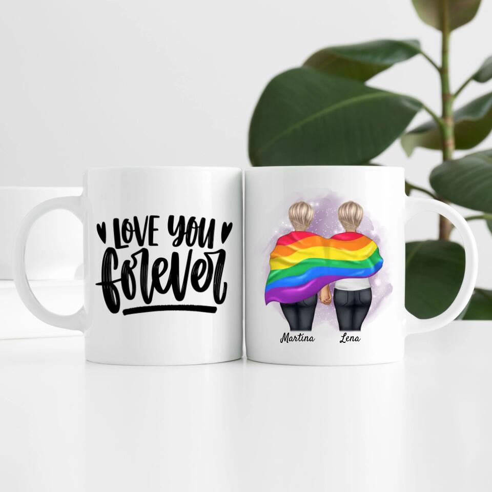 Pride women mit Flagge | Personalisierte Tasse
